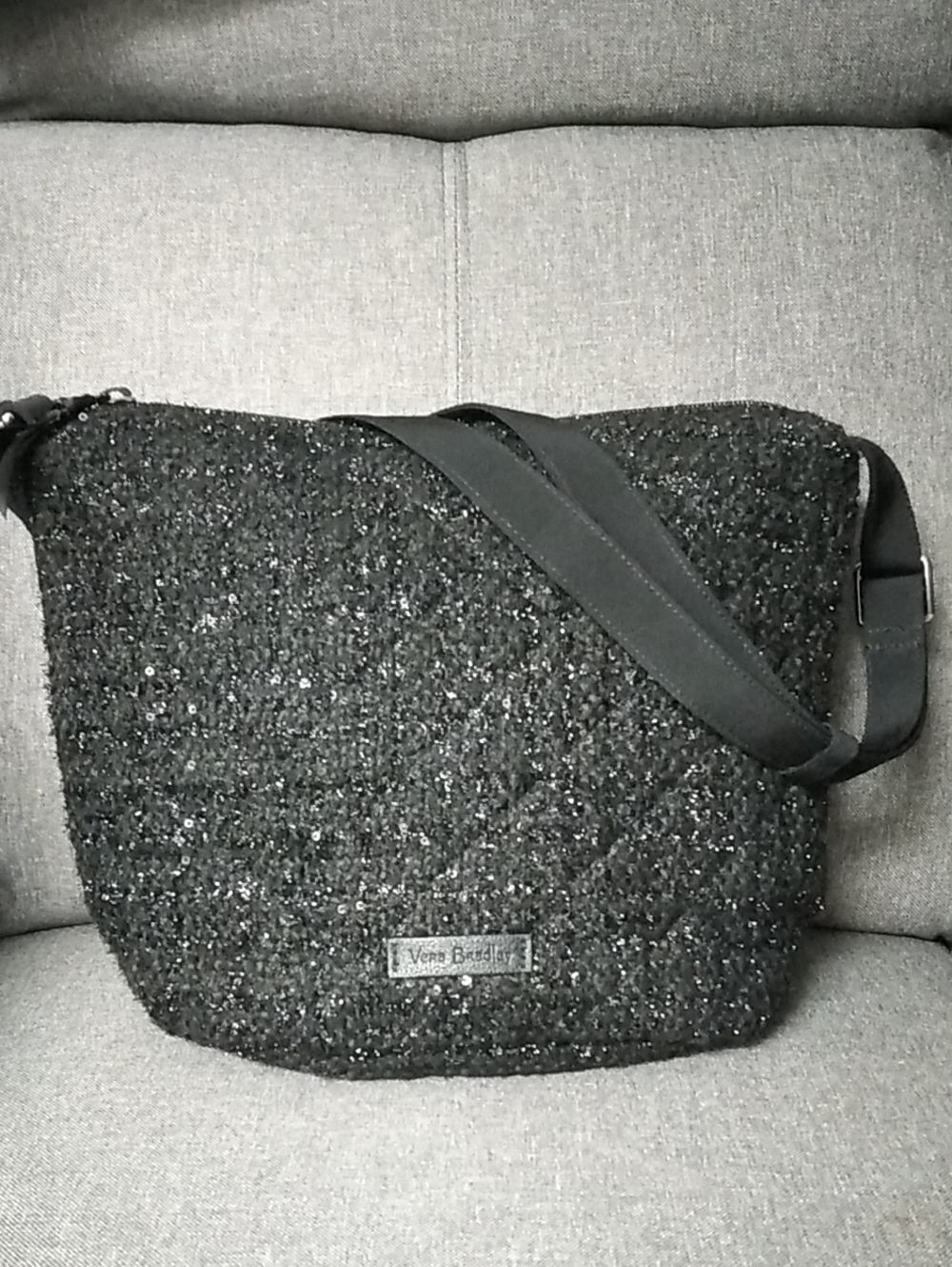 Vera Bradley Black Sequin Quilted Crossbody Bag